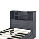 preview thumbnail 7 of 9, Twin Storage Platform Bed w/ LED Light, 4 Shelves and 2 Drawers, Gray