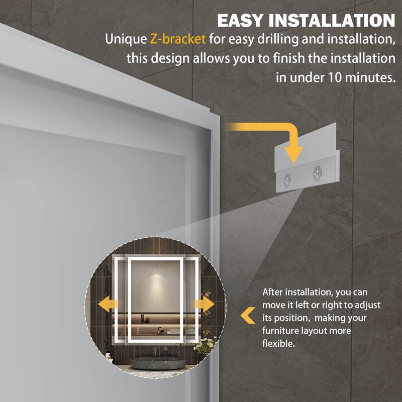 QuivaraView LED lights Frameless Wall Mounted Bathroom Vanity Mirror