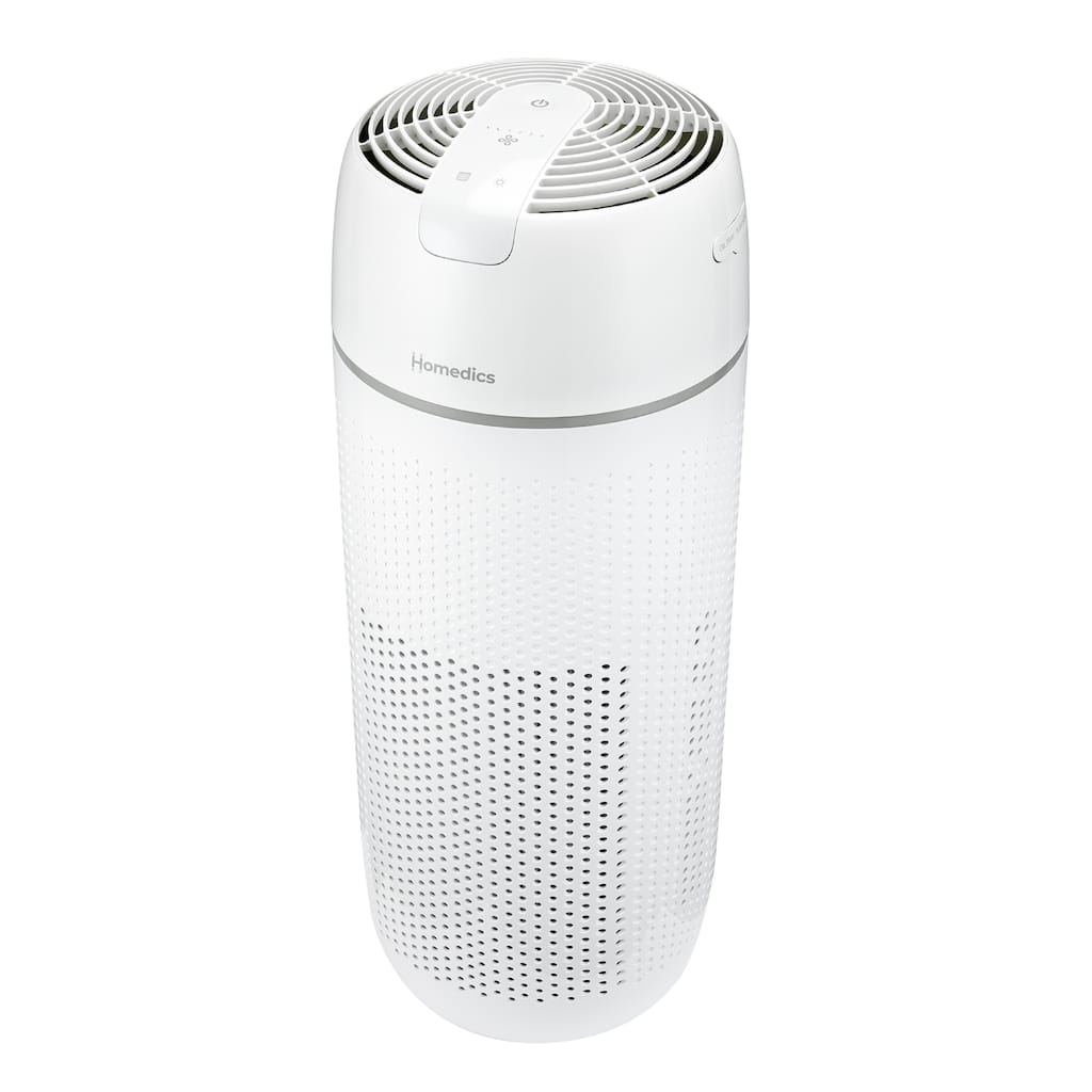 Homedics T43 Large‑Room Tower Air Purifier | True HEPA + UV‑C | White