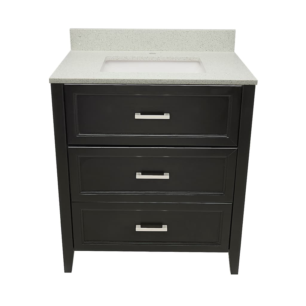 Zermatt 31" Bathroom Vanity in Espresso with Quartz Stone Vanity Top Sink w/ Backsplash in Galaxy White Single Hole