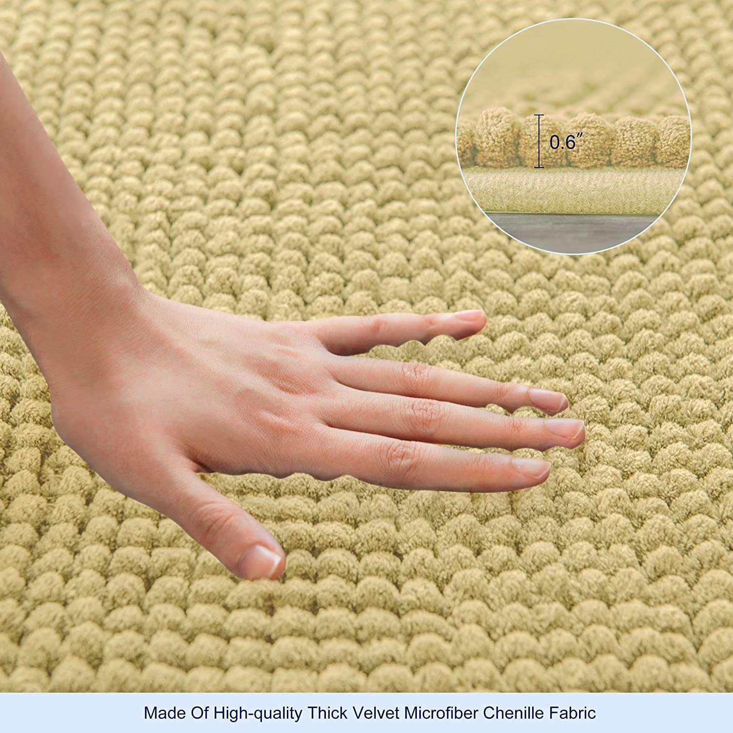 Details about   MIULEE Luxury Shaggy Chenille Bathroom Rugs Non Slip Soft Bath Mats Extra Absorb 