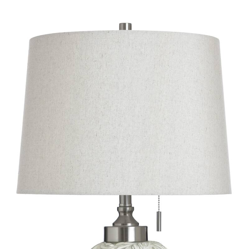StyleCraft Poly & Steel Table Lamp - Hacot Silver - Beige Shade