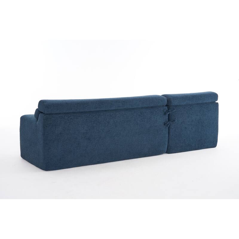 105" Chenille Sectional Sofa with Chaise Lounge & 2 Pillows