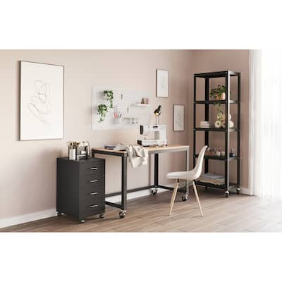 Space Solutions 18" Deep 4-drawer Mobile Organizer Cabinet,Pearl White