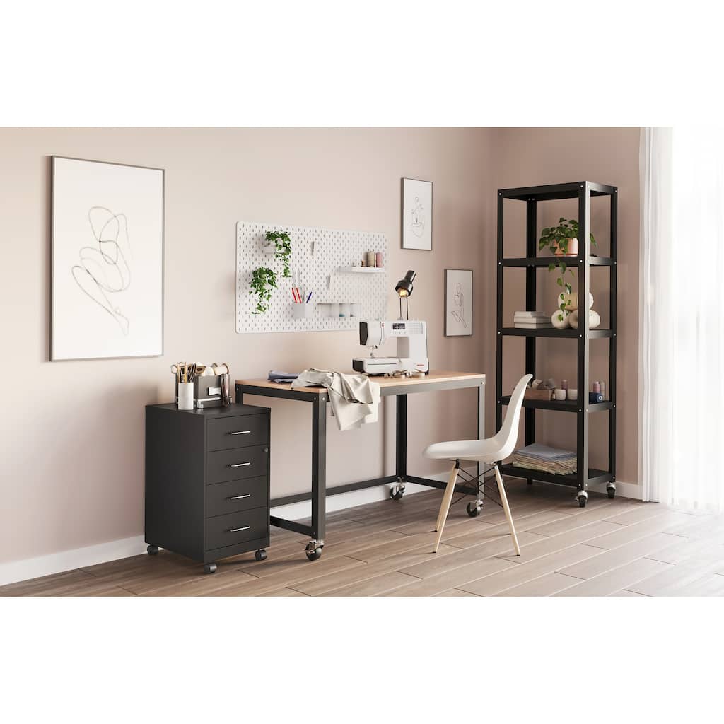 Space Solutions 18" Deep 4-drawer Mobile Organizer Cabinet,Pearl White