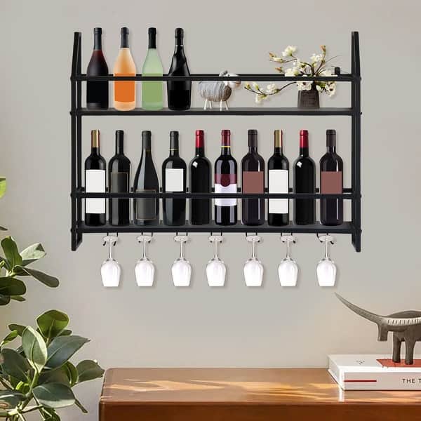 Black Wine Racks Wall Mounted Wine Glass Holders Bed Bath & Beyond