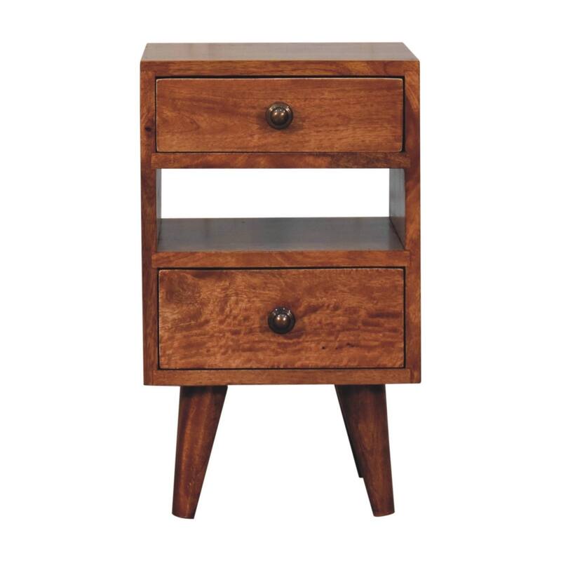 HomeRoots 20" Brown Solid Wood Two Drawer Nightstand