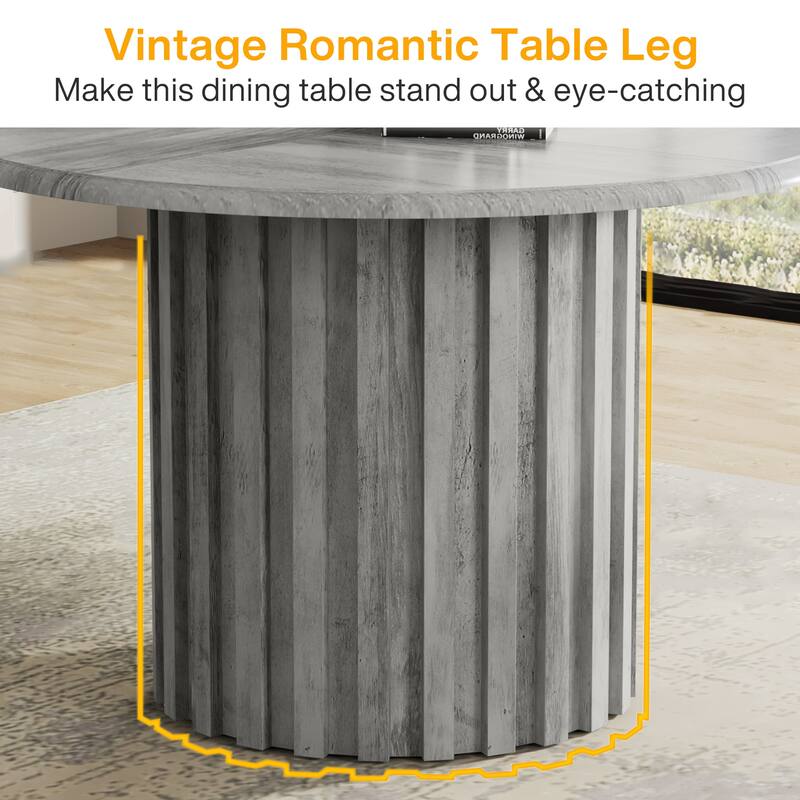 43.3 Inches Round Farmhouse Dining Table for 4 Kitchen Table for Dining Room