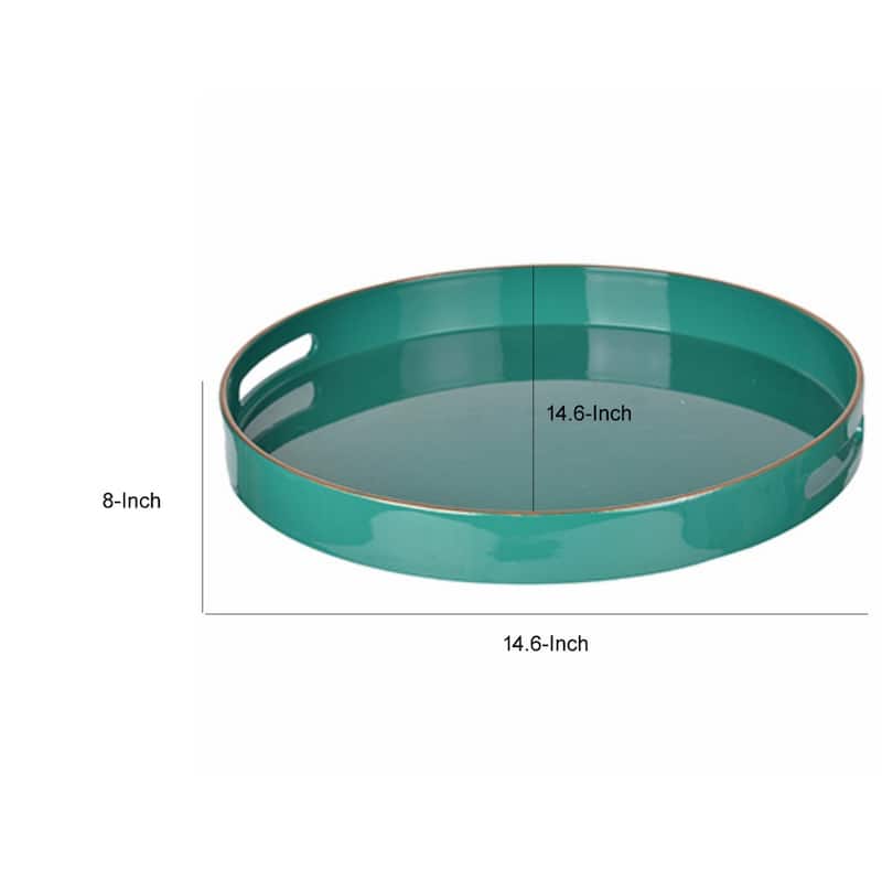 Mimosa Round Tray With Cutout Handles, Green
