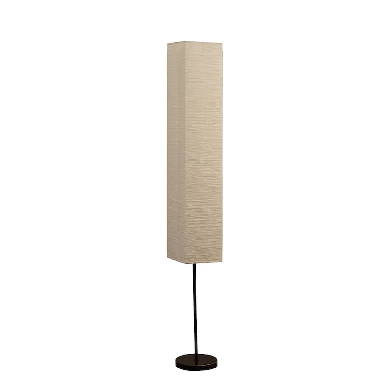 HomeRoots 63" Black Column Floor Lamp With Off White Rectangular Paper Shade - 8