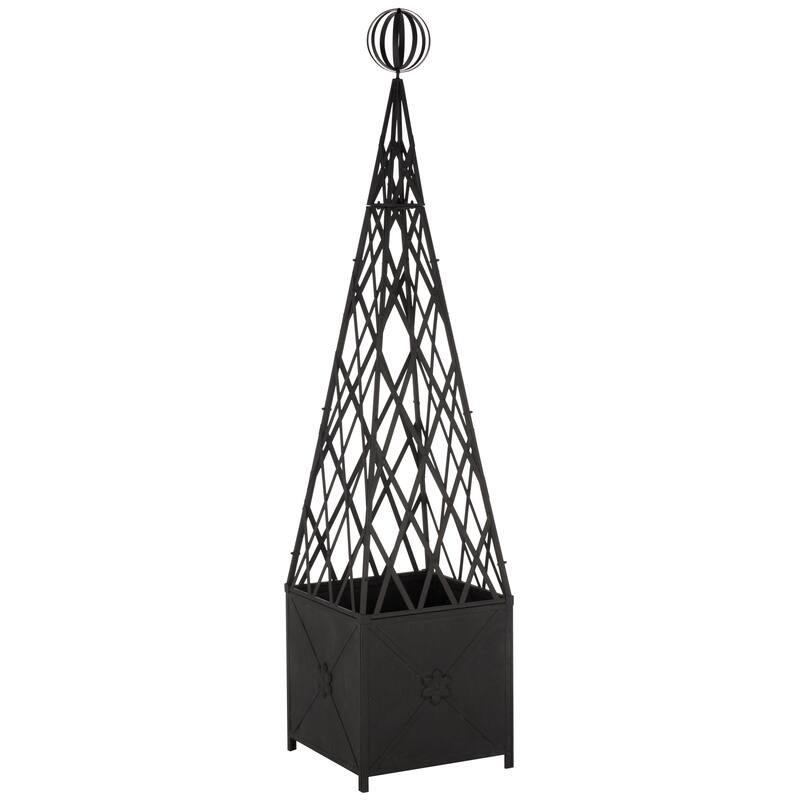 SAFAVIEH Outdoor Patio Furniture Caledonia Trellis Planter - 22"W x 22"D x 98"H