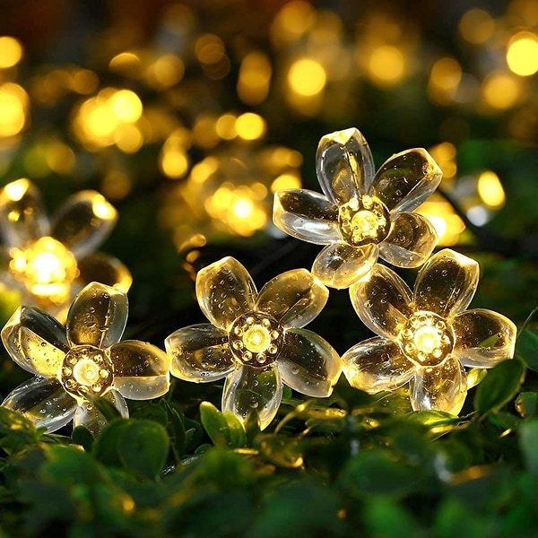 22.96ft 50 LED Solar Fairy Blossom Flower for Outdoor Lights - Medium