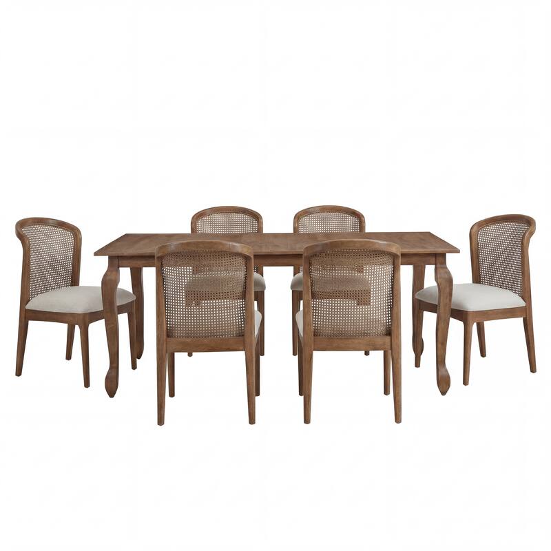 Christopher Knight Home - Montclair Farmhouse Extendable 7-Piece Dining Set with Wood Upholstered Chairs