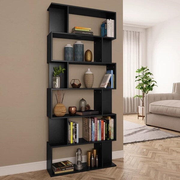 vidaXL Book Cabinet Black Chipboard Book Shelf Wall Storage Chest Bookcase 