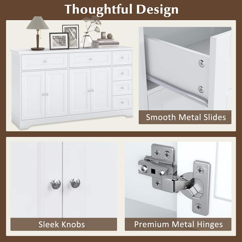 Gymax 59'' Large Storage Cabinet Buffet Sideboard w/ 4 Doors & 6