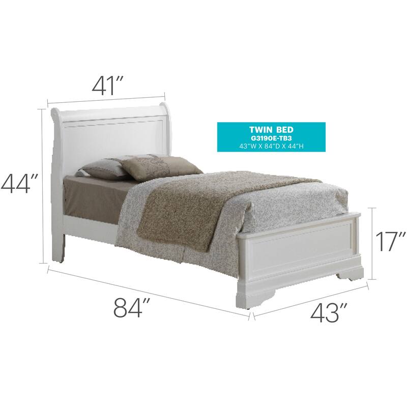 White Twin Bed with Classic Frame and Sturdy Design, Elegant Bedroom Furniture for a Bright and Cozy Space