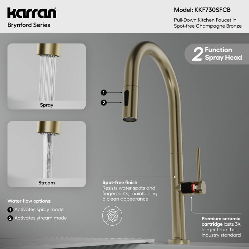 Karran Brynford Single Handle Pull-Down Sprayer Kitchen Faucet