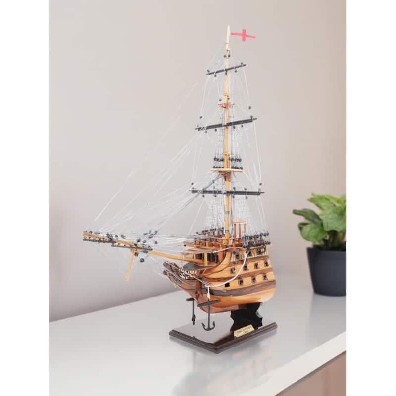 HomeRoots 29" Wood Brown HMS Victory Bow Section Hand Painted Decorative Boat - 19.5' X '28.5' X '7 - 19.5' X '28.5' X '7
