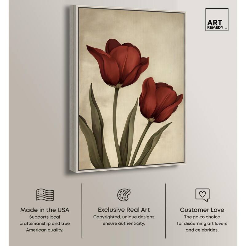 Deep Red Tulips Canvas by Art Remedy