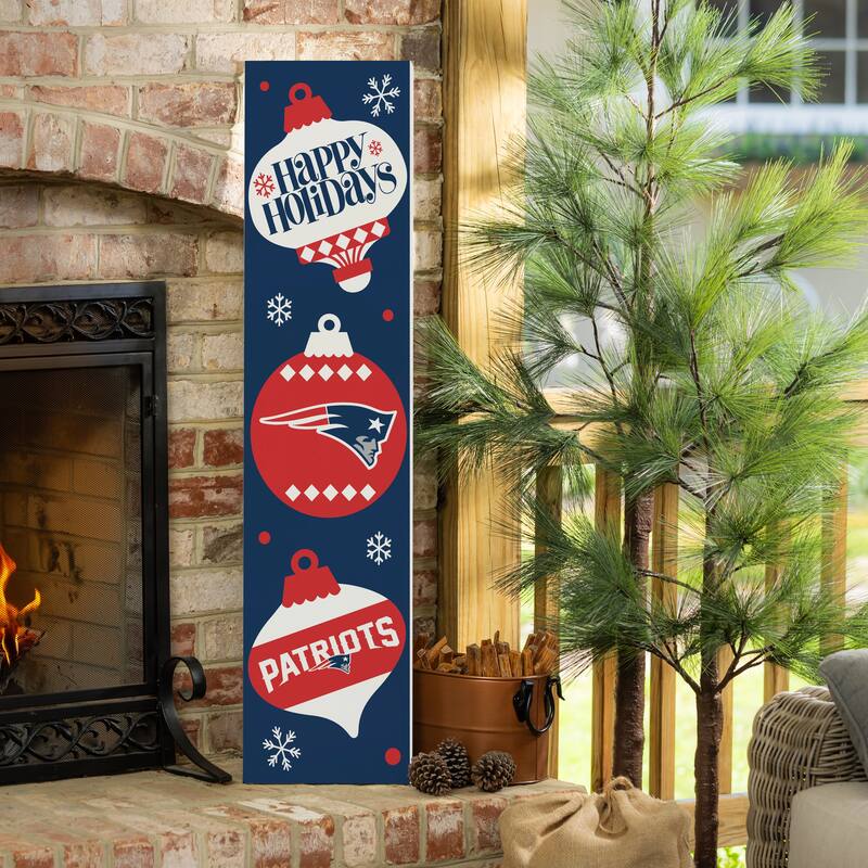 47" Double Sided Seasonal Porch Leaner, New England Patriots - 47" x 11.25" - Christmas