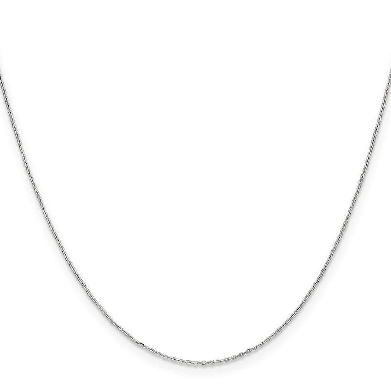 Curata 14k White Gold 9" or 10" 0.8mm Diamond-cut Cable Chain Anklet (Spring-ring)