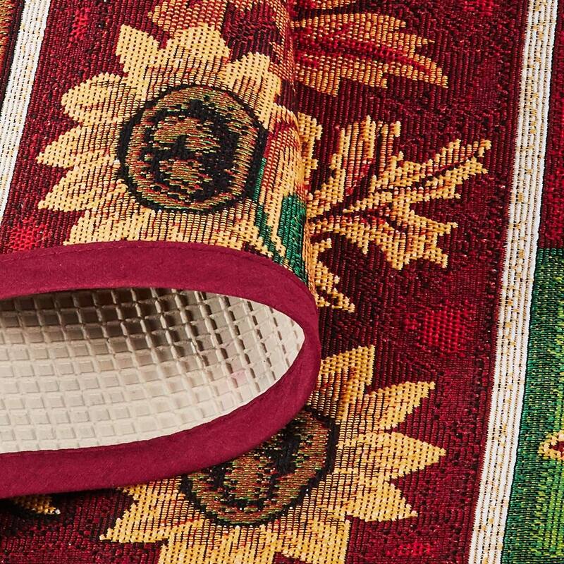 Violet Linen Fall Harvest Collection - Tapestry Pumpkins and Autumn Leaves Design - 19" X 27" Area Rug - 19" x 27"