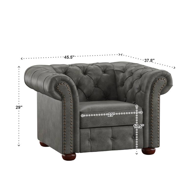 Knightsbridge Tufted Scroll Arm Chesterfield Chair by iNSPIRE Q Artisan