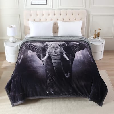 Warm Fleece Blanket Striped Fluffy Plush Bed Blanket 85"x93", 9lbs