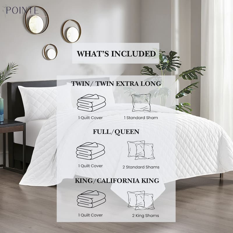 Pointehaven Heavy-Weight Oversized Diamond Design Velvet Quilt Sets