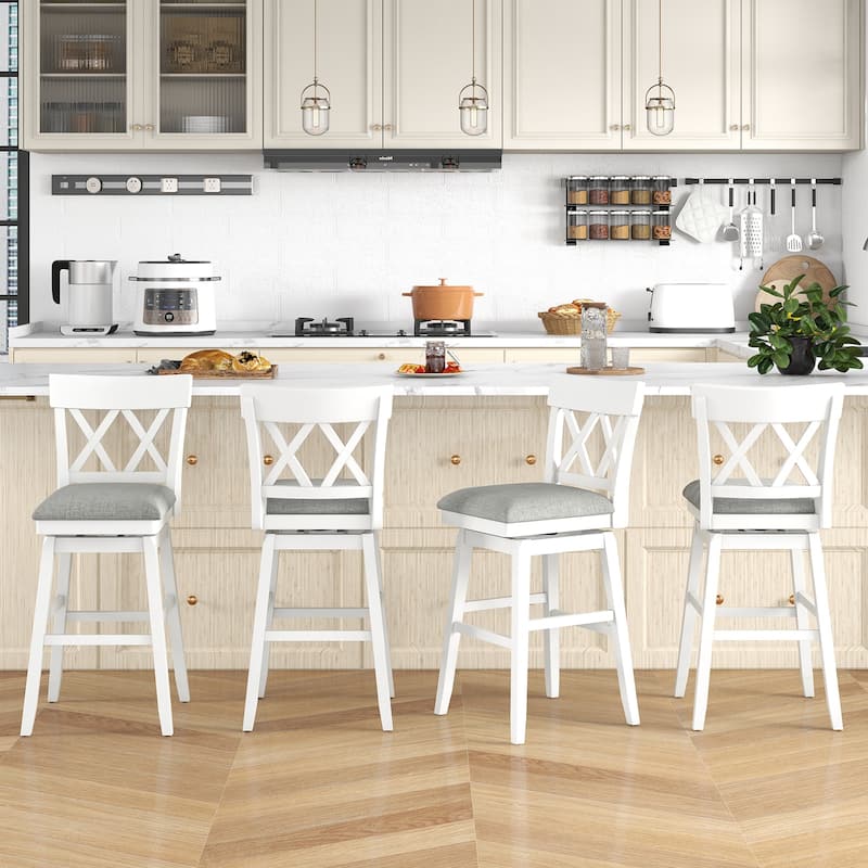 31" Tall Swivel Bar Chair with Ergonomic Backrest and Upholstered Seat for Kitchen Counter or Bar Island - 21.5" x 19" x 43"