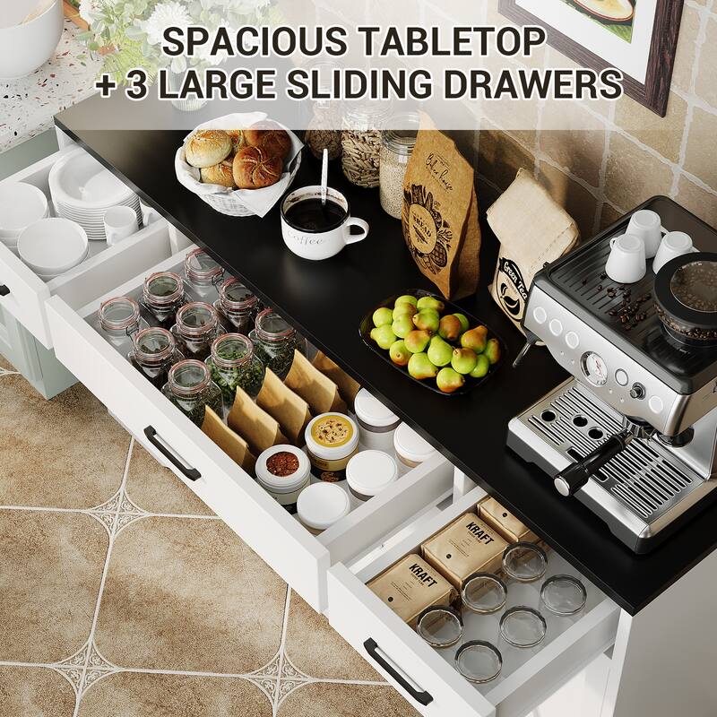 Modern Farmhouse Buffet Cabinet, Kitchen Cabinet with Adjustable Shelf