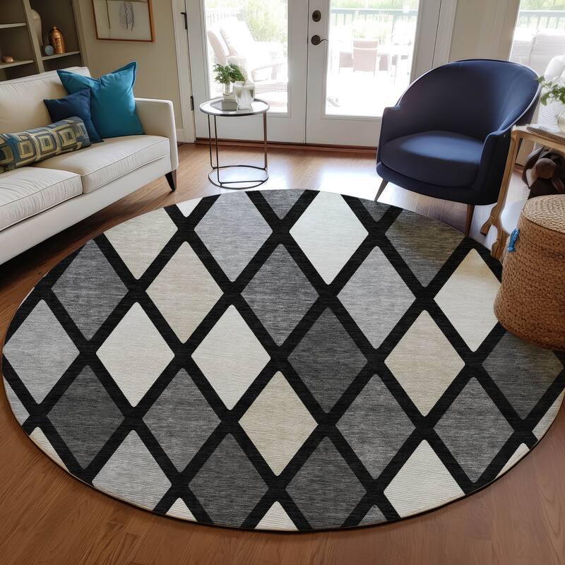 Machine Washable Indoor/ Outdoor Chantille Diamond Prism Rug