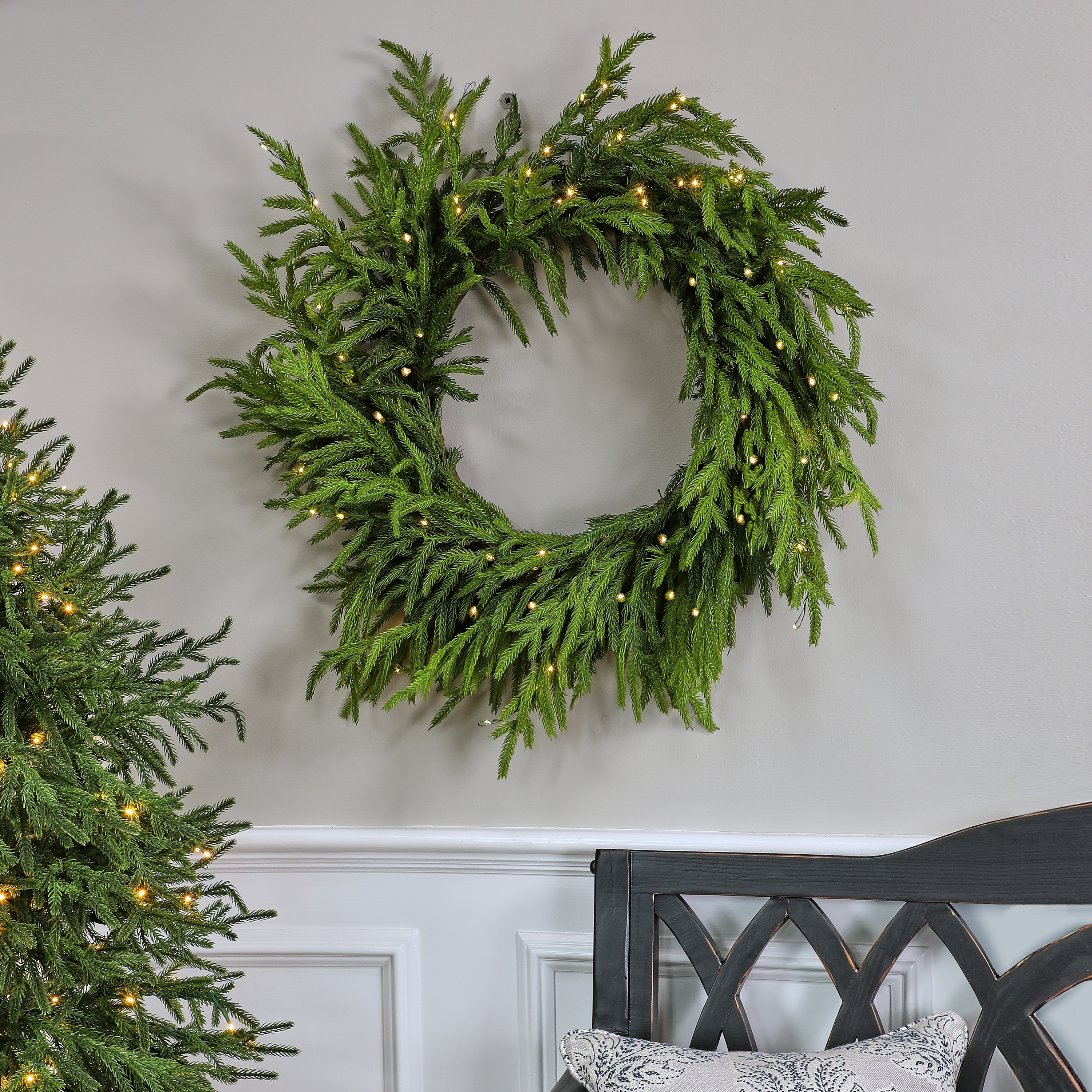24"Led Natural Touch Norfolk Pine Wreath - 24