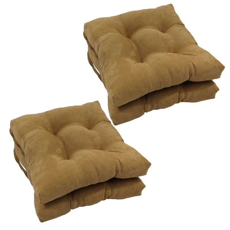 16-inch Square Indoor Microsuede Chair Cushions (Set of 2, 4, or 6) - Set of 4 - Camel