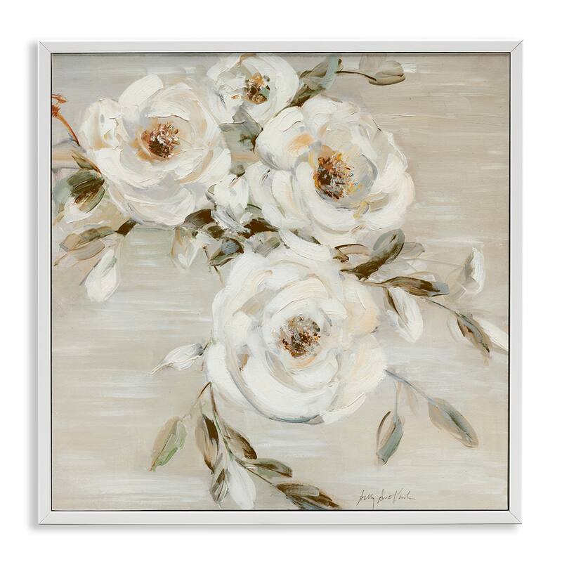 Stupell Neutral Rose Trio Framed Giclee Art Design By Sally Swatland - 24 x 24 - White