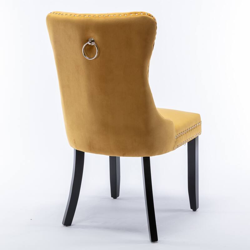 Set of 2 Modern High-End Tufted Solid Wood Upholstered Dining Chair with Nailhead Trim