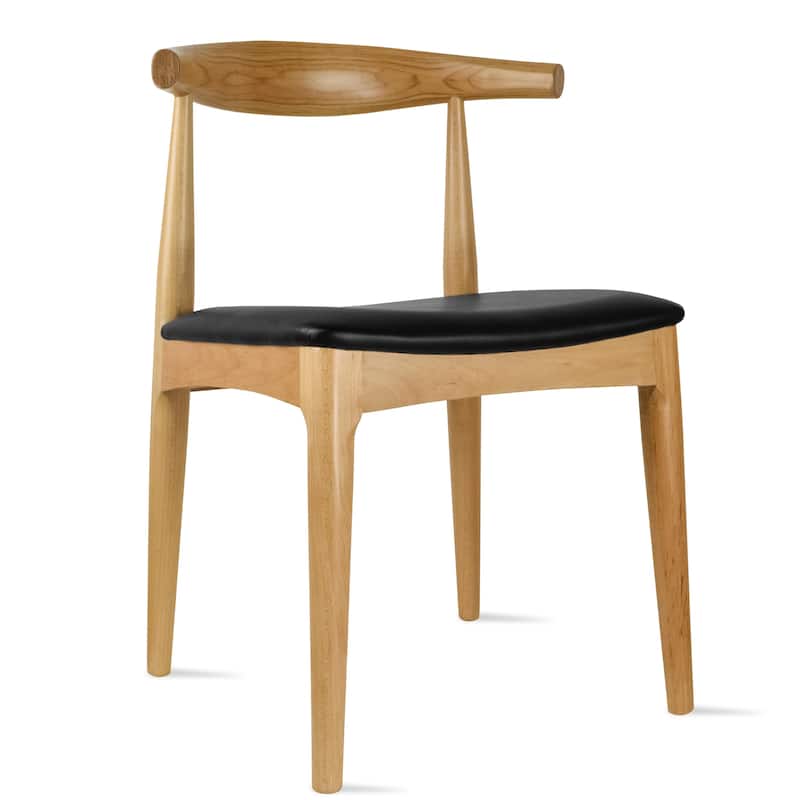 Walnut Dark Wood PU Leather or Beige Fabric Cushion Seat Dining Chairs Desk Side for Living Room Bedroom Kitchen Accent