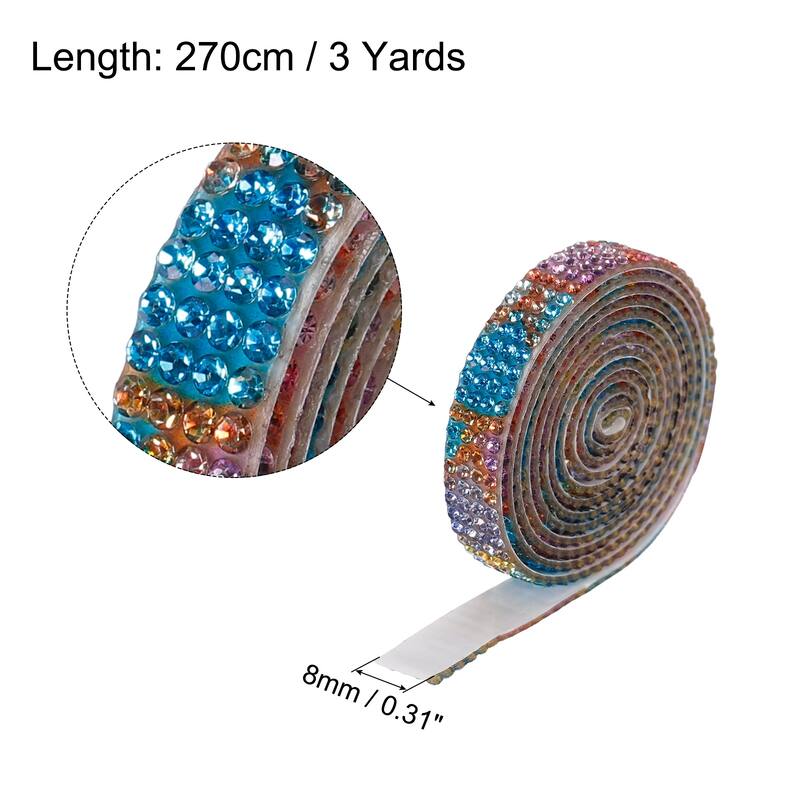 3Roll 3 Yards 8mm Diamond Ribbon White - Multi Color - 8mm
