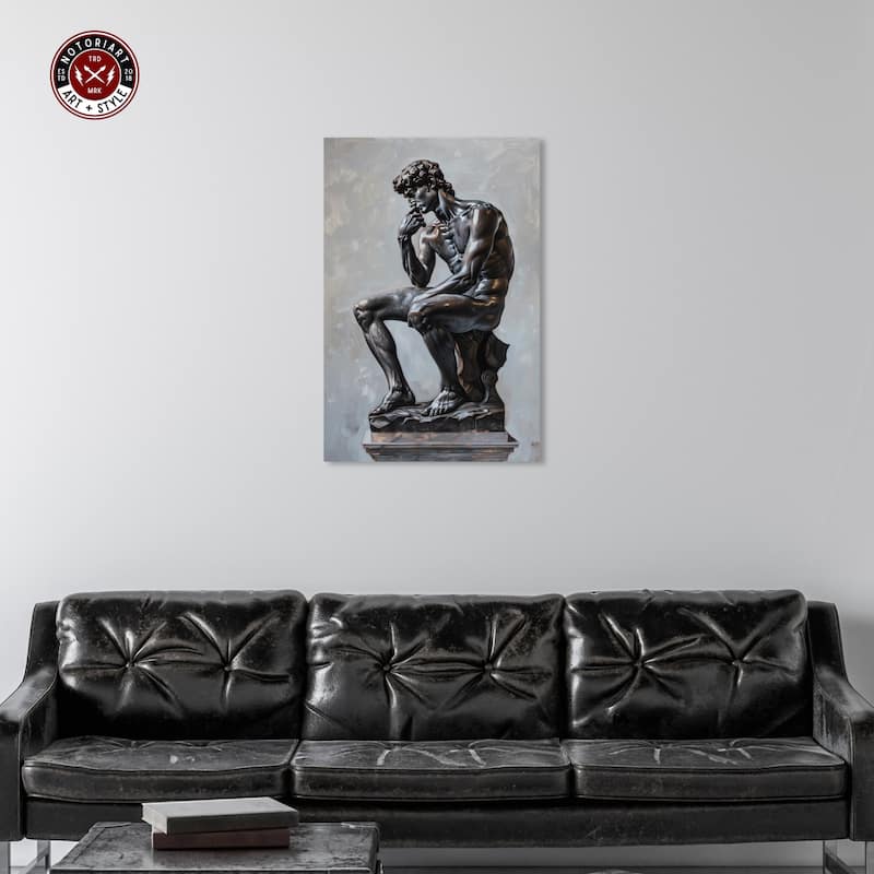 Notoriart Ebony Statue In Thought Gallery Wrapped Men Style 1 Piece Canvas Wall Art