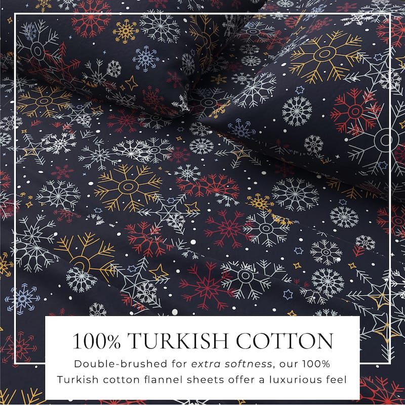 Linery & Co. Ultra-Soft Turkish Cotton Flannel Holiday Print Sheet Set