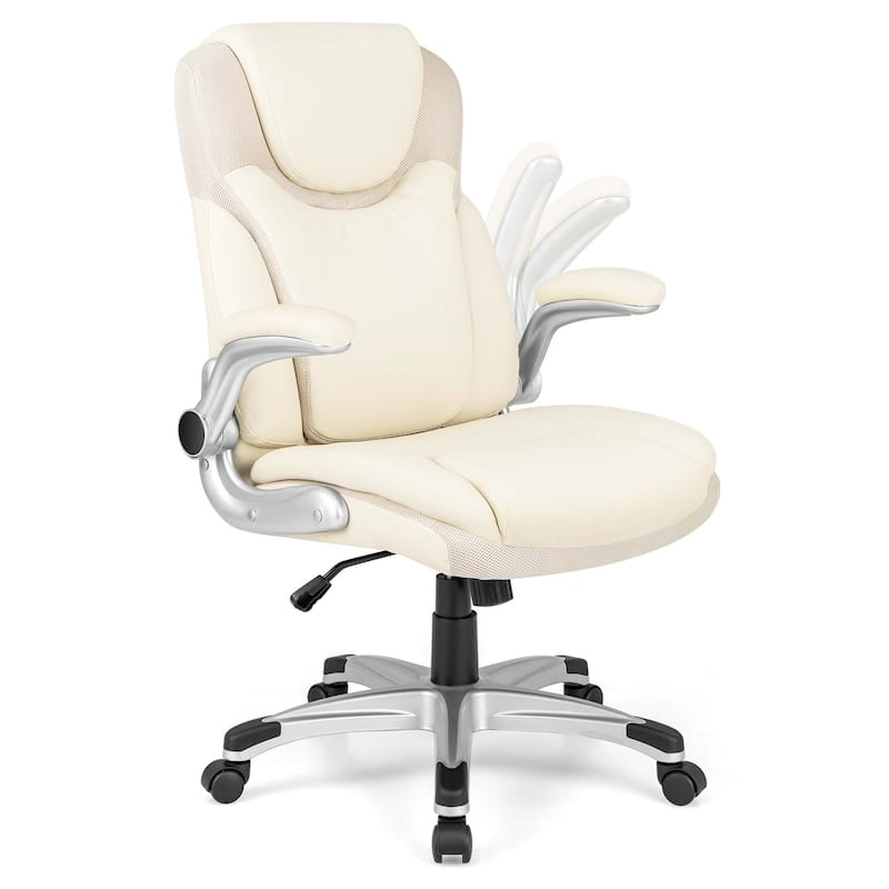 Costway Ergonomic Office Chair PU Leather Executive Swivel with - See Details