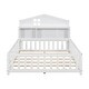 preview thumbnail 9 of 37, Full Size Multifunctional Kids Floor Bed with Storage Headboard and Blackboard, Teens Wooden Platform Bed Frame with Guardrails