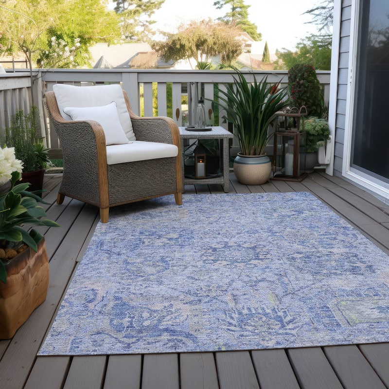 Machine Washable Indoor/ Outdoor Vintage Traditional Chantille Rug