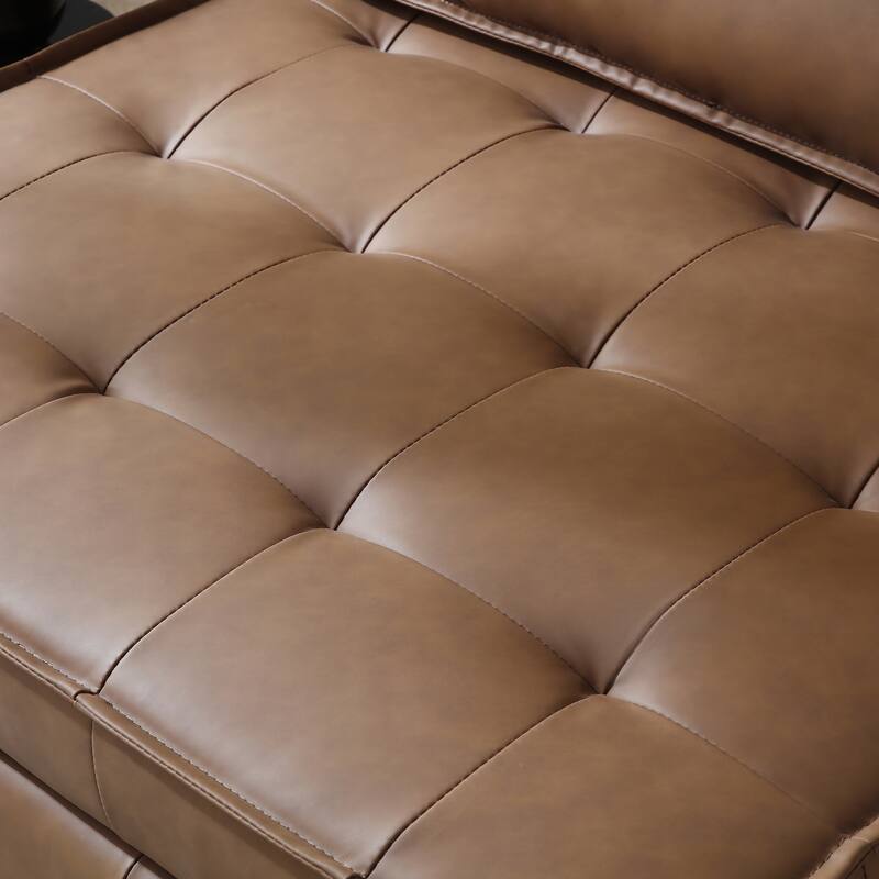 Multi-Purpose Ottoman Sofa Bed with Removable Backrest, Faux Leather