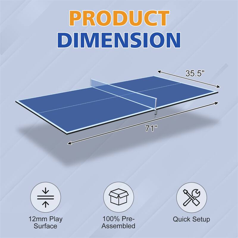 6*3ft Mid-Size Ping Pong Conversion Top Foldable,Table Tennis Table Top