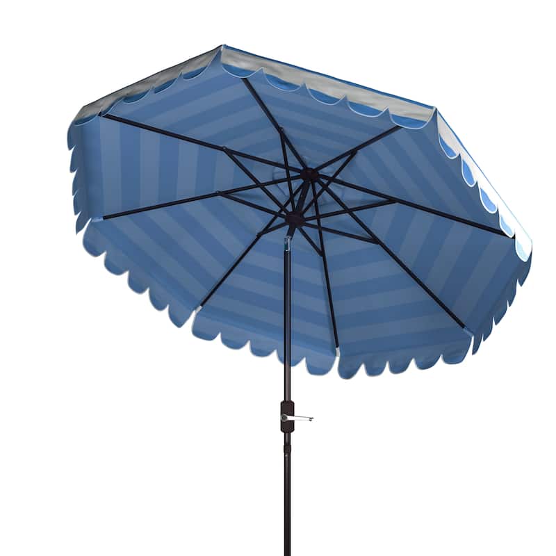 SAFAVIEH Nargiz Single Scallop Striped 9 Ft Crank Umbrella