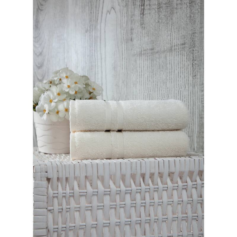 Ozan Premium Home 100% Turkish Cotton Sienna Luxury Collection Hand Towels (Set of 2) - Cream
