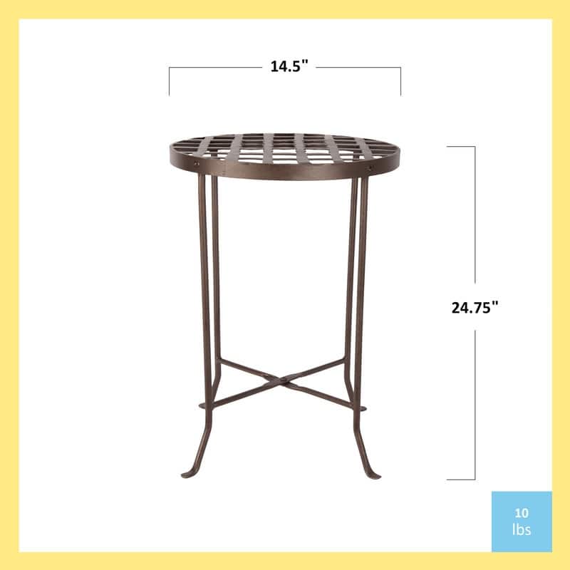 Achla Designs Large Round Table Flowers Plant Stand, 25 Inch Tall, Roman Bronze Powder Coat Finish