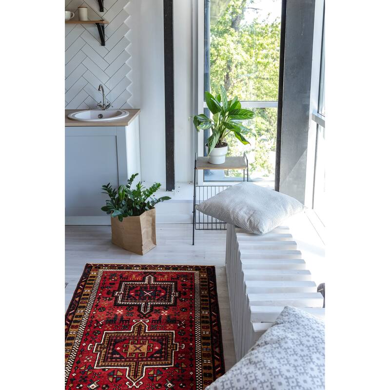 ECARPETGALLERY Hand-knotted Konya Anatolian Red Wool Rug - 3'5 x 9'10