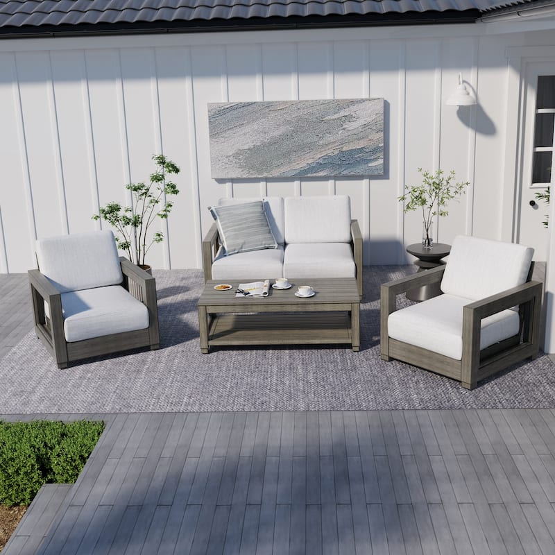 Outdoor Hand-painted Aluminum Patio Loveseat with Gray Cushions